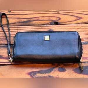 Rachel Cruze genuine Black Leather envelope Wallet GREAT CONDITION
